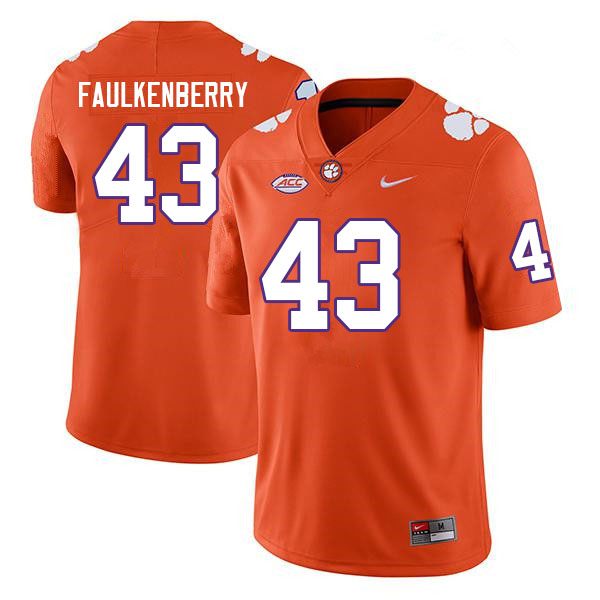 Men #43 Riggs Faulkenberry Clemson Tigers College Football Jerseys Sale-Orange